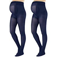 CALZITALY 2 Pares Medias Premama Opacas | Panty Para Futura Mama | 40 Den | Negro- Azul Marino | S- M- L- XL…